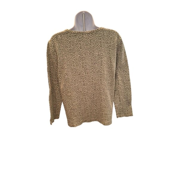 Croft and Barrow Long Sleeve Classic Tee Womens Medium Green White Pattern - Picture 3 of 9